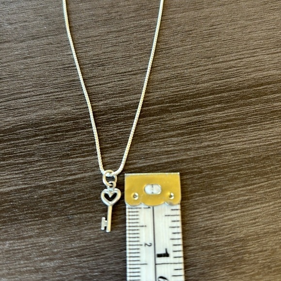 Heart‎ Key Sterling Charm on Sterling Box Chain Necklace NWT - Picture 6 of 7